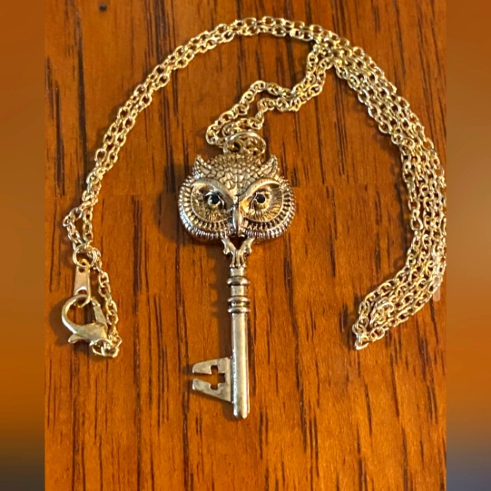 Gold Owl Key Necklace